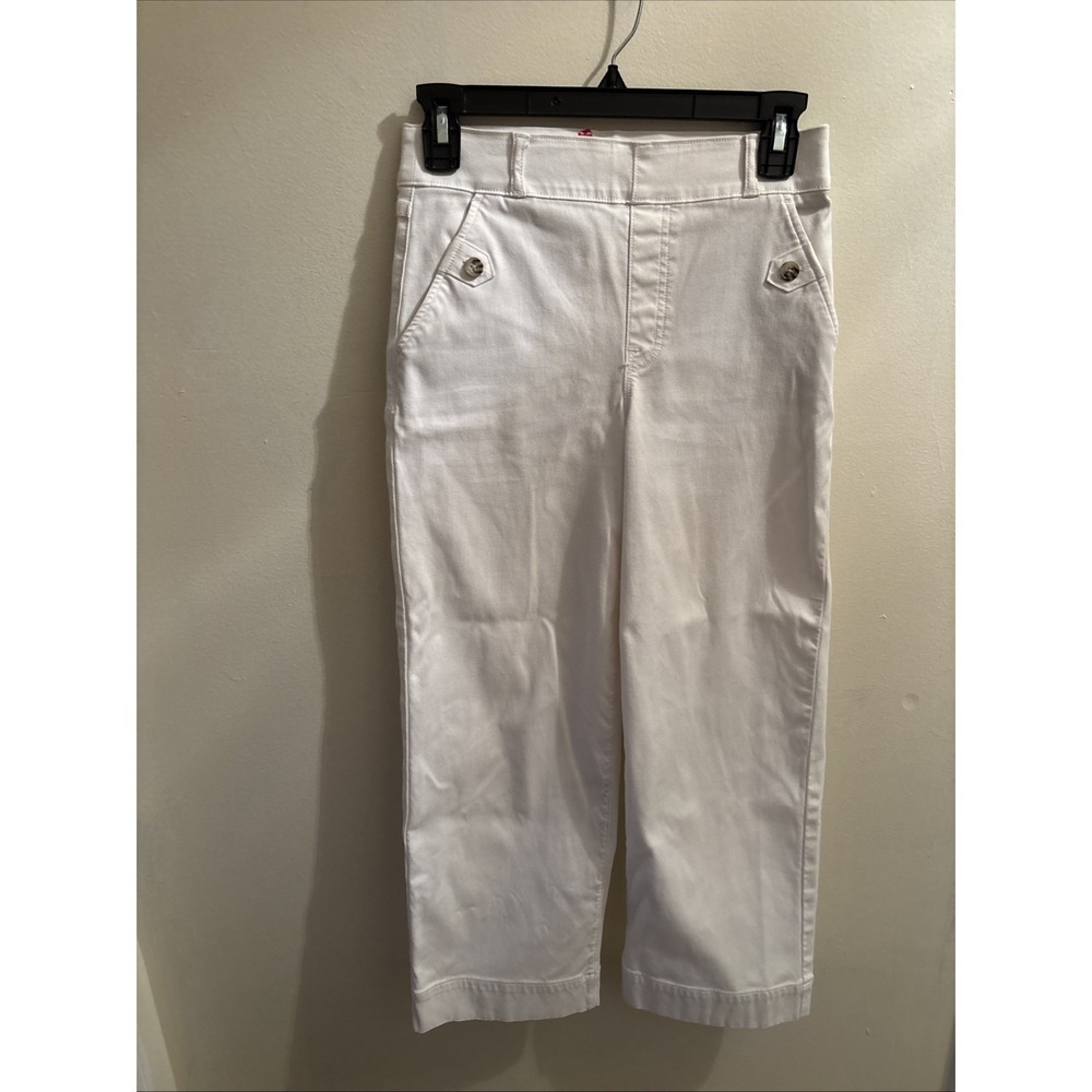 Spanx Pants Women's S White Crop Capri Stretch Front & Back Pockets Stretchy